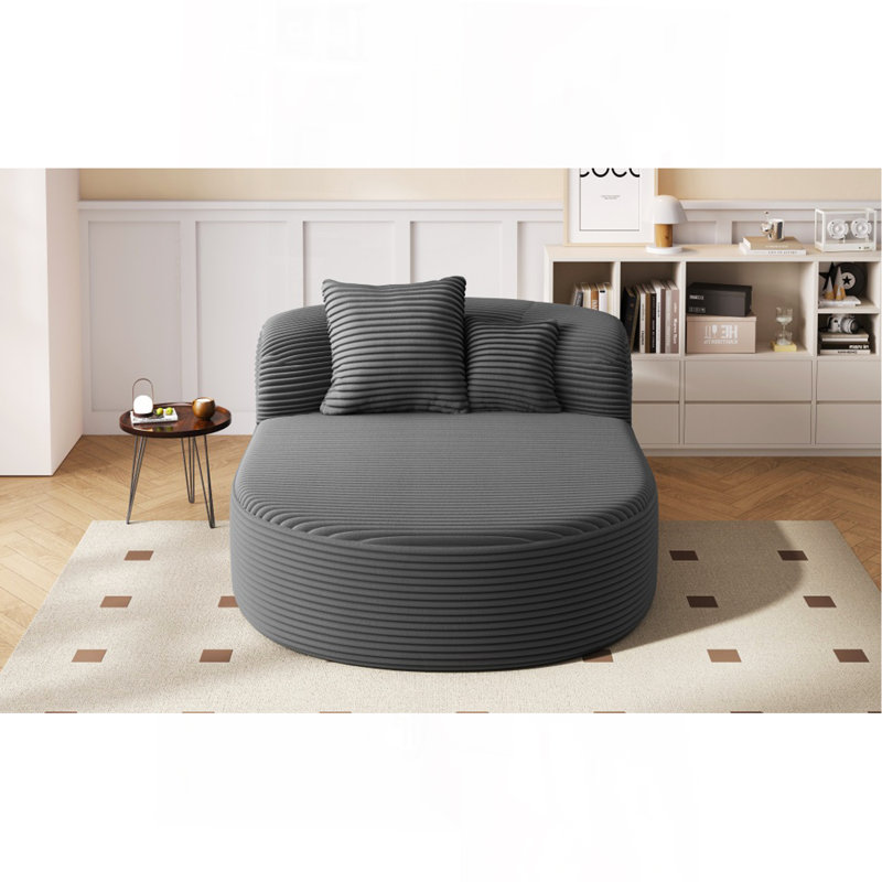 Canapé moderne sans méridienne 51,6 po avec deux coussins de soutien pour le salon, gris, Grey Corduroy