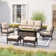 Arwand Outdoor Patio Conversation Set with Fire Pit Table & Optional Ottomans