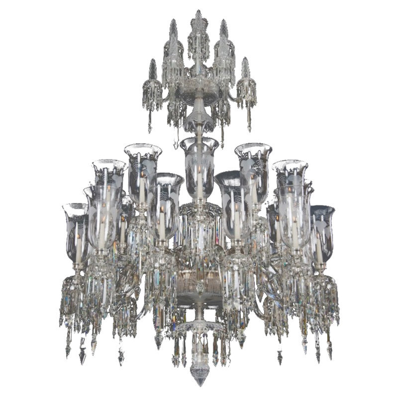 Lustre suspendu en cristal victorien, Or français, Gelé, H 82 po x l 55 po x P 55 po