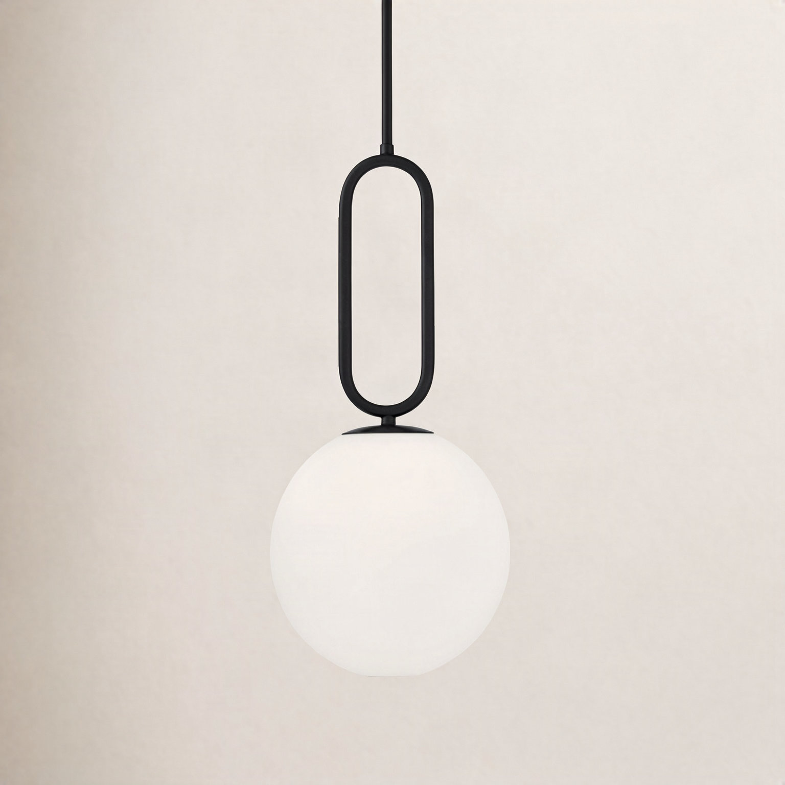 Single Light Glass Dimmable Pendant, Acid Opal/Matte Black, 18.75" H x 9.75" W x 9.75" D