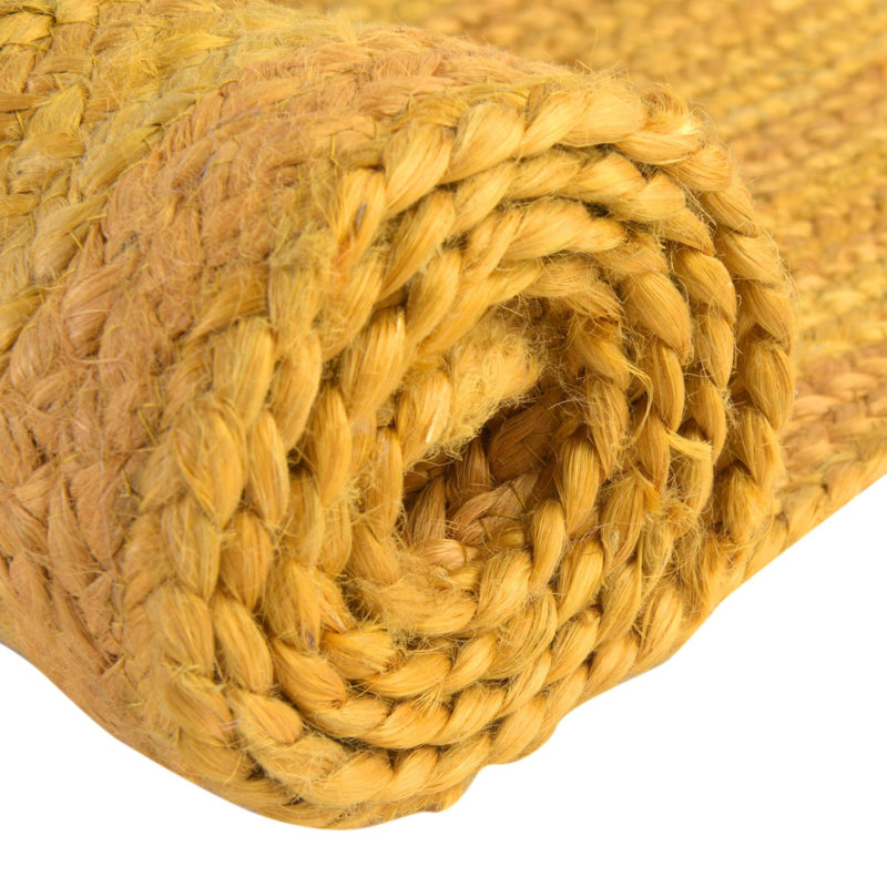Tapis de couloir jaune en jute tressé à la main Milica, Rectangle 2 pi x 3 pi 1 po