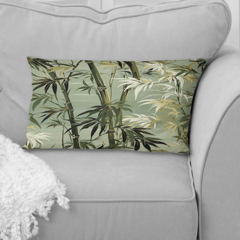Bamboo Retreat, motif tropical I - coussin floral en polyester