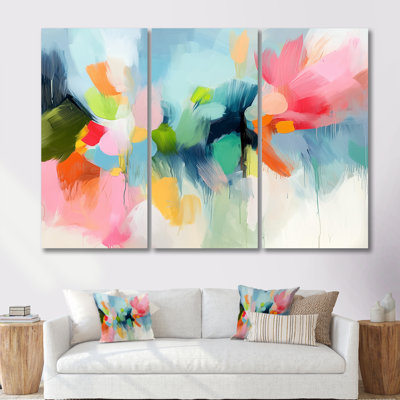 Abstract Minimalism In Pink And Blue Tones V - Minimalism Wall Art Print Set
