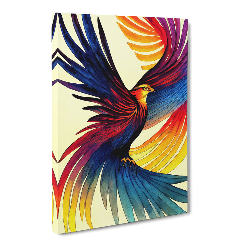 Watercolour Phoenix Bird - Wrapped Canvas, 50cm H x 35cm W x 3cm D