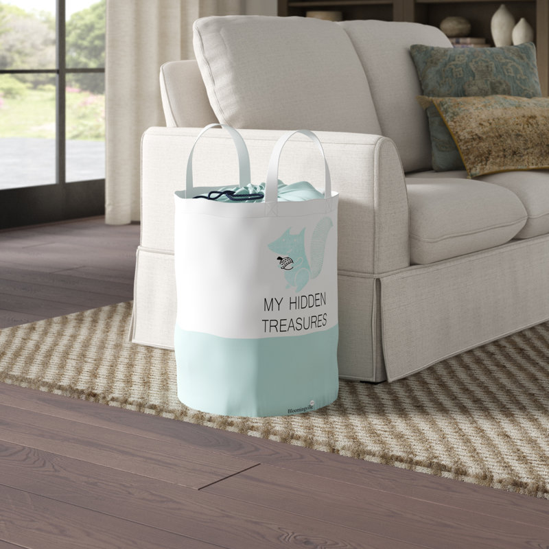 White and Mint My Hidden Treasures Cotton Storage Bag, White/Mint
