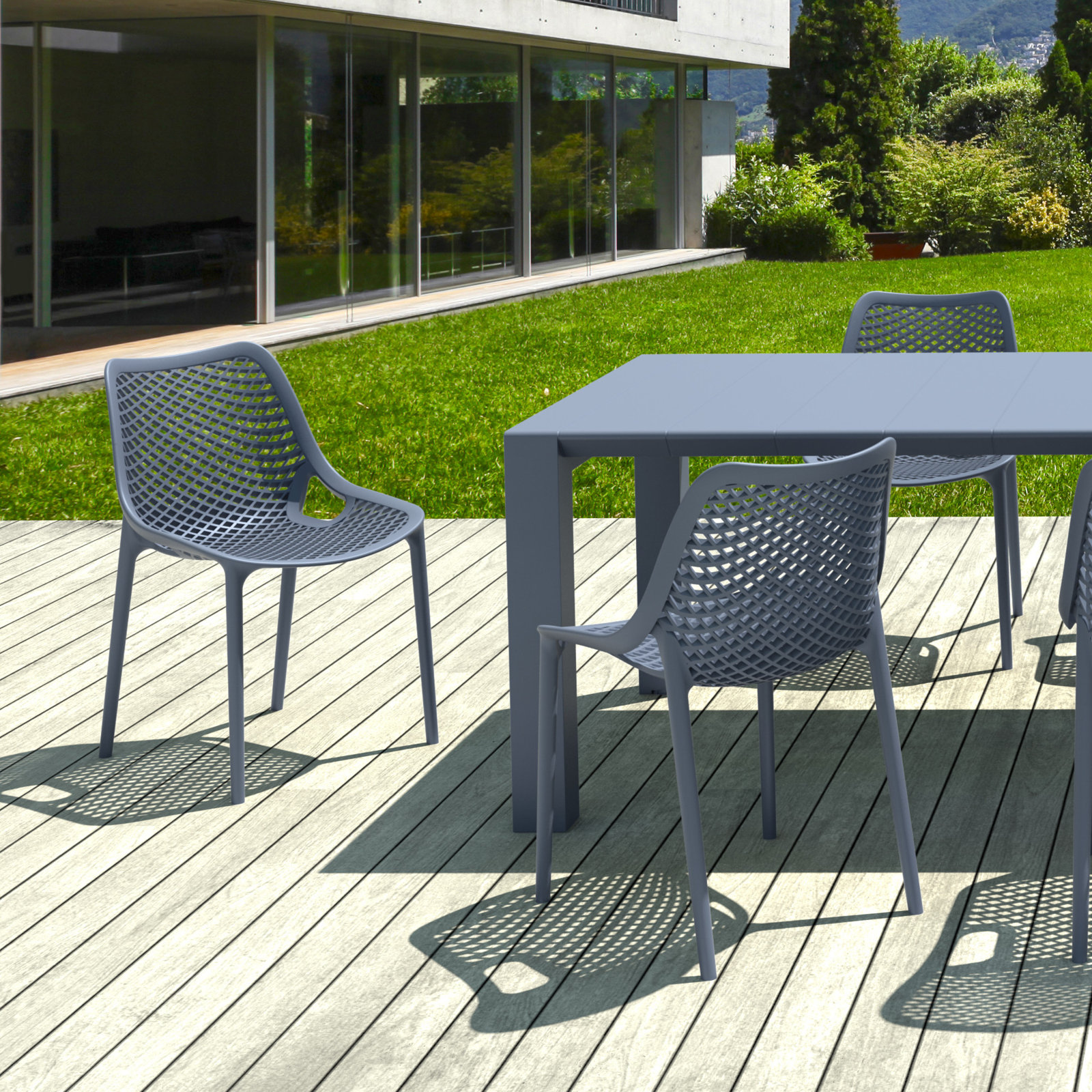 Farrah 39'' Rectangular 8-Person Outdoor Dining Set, Dark Gray