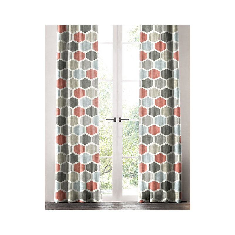 Cotton Room Darkening Curtain Single Panel, 50" W x 72" L, Orange/Olive
