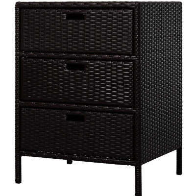 Brown Outdoor Pool Storage Cabinet - 3 Drawer Pe Weather- Organizer Towel With 3