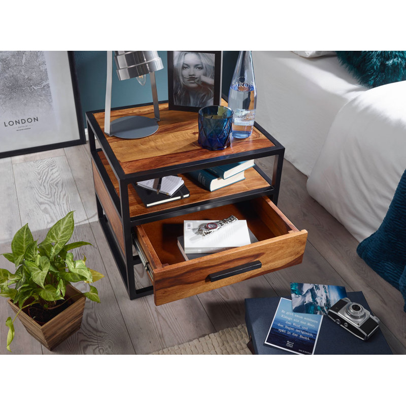 Mosquera 50cm W Iron Bedside Table