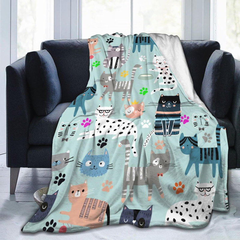 Jeté pour chat 50 po x 60 po, L 60 po x l 50 po, Chat bleu