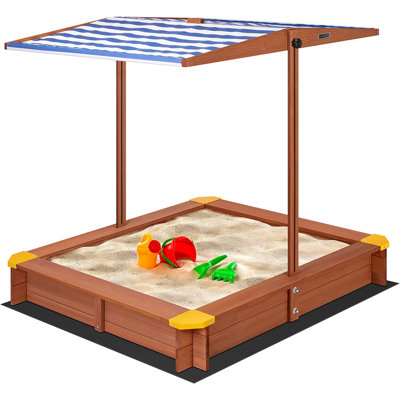 VIVOHOME 46.5'' x 46.5'' Solid Wood Square Sandbox with Cover