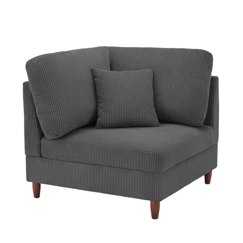Mordecai 95Cm Wide Side Chair, Grey Corduroy