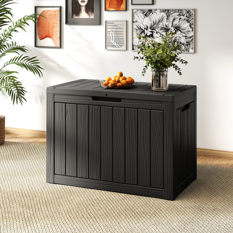 Boîte de rangement verrouillable en résine résistante à l'eau 30,77 "l 45 gallons (noir), Noir