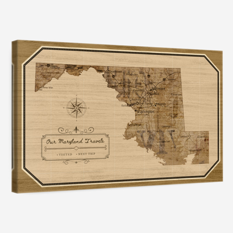 Épingle antique du Maryland, États-Unis, Amrico, H 16 po x l 24 po