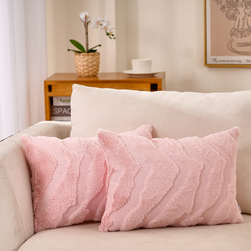 Faux Fur Throw Pillow, Pillow Cover Only - No Insert, Pink