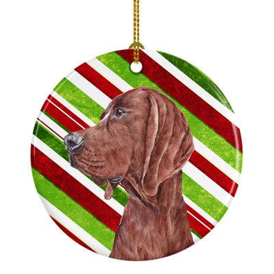 Ornement figurine suspendu en céramique coonhound de noël