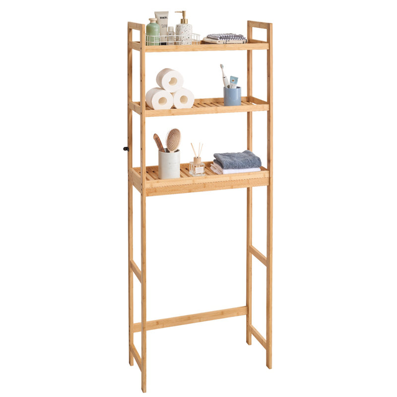 Étagère de rangement pour salle de bain à 3 niveaux au-dessus de la toilette.