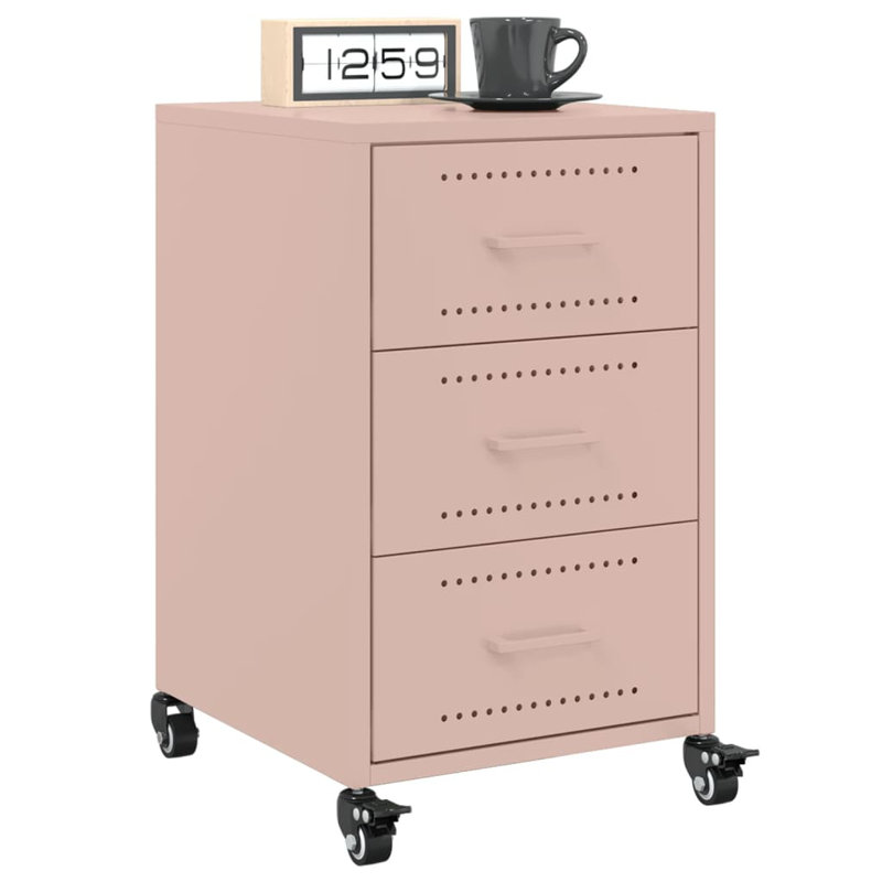 Aneyah 36cm W Steel Bedside Table, Pink