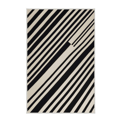  Tapis lavable rayé noir et blanc
