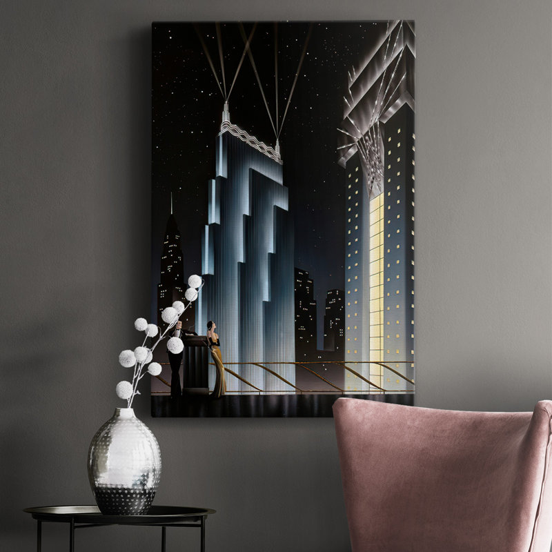Into The Night - Toile tendue avec châssis de qualité supérieure - prête à être accrochée, H 18 po x l 12 po x P 1,5 po