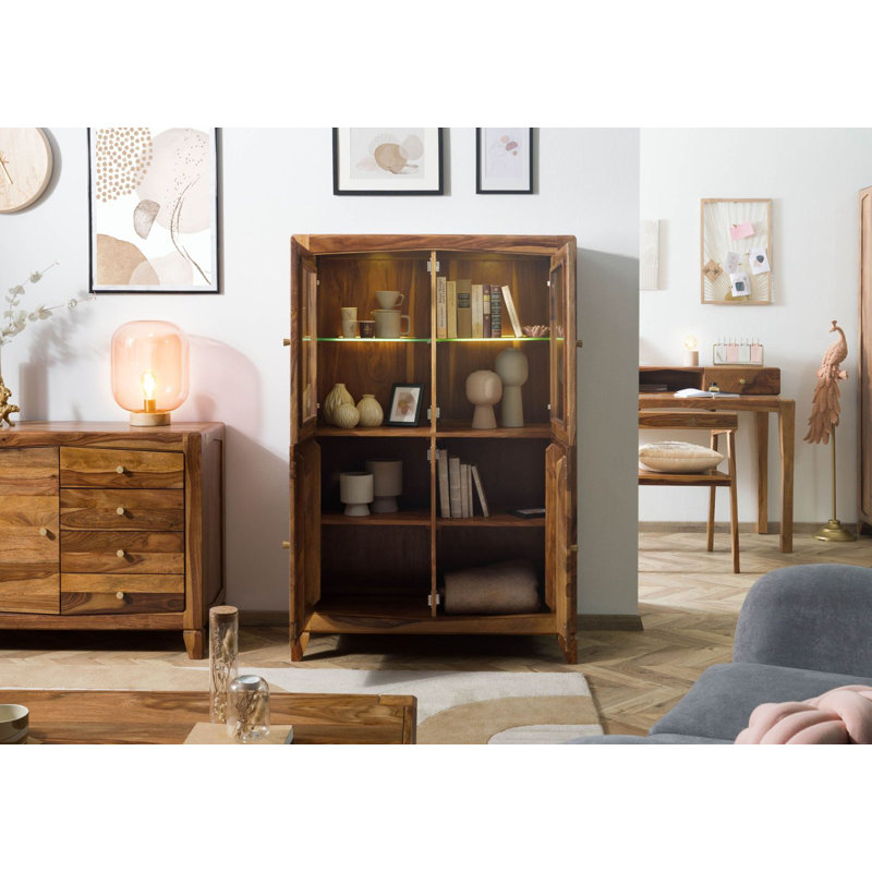 Ancona 100cm Solid Wood Sideboard, Brown Lacquered