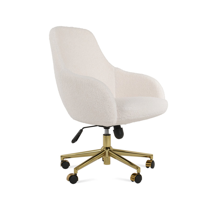 Fauteuil de bureau Gazel, Blanc cassé, Tissu