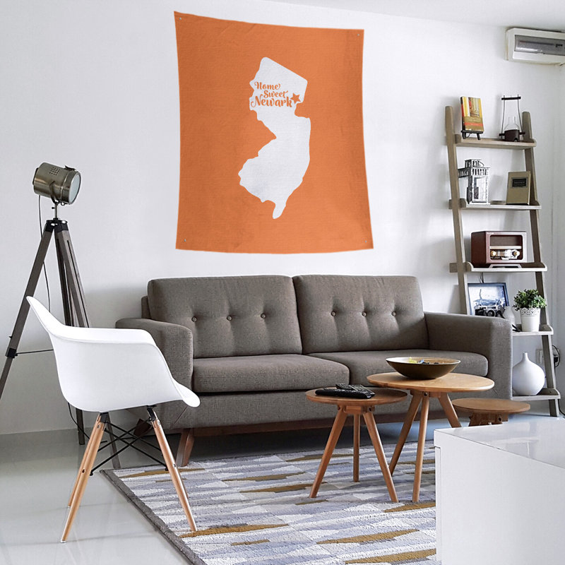 Tapisserie murale Newark New Jersey, H 104 po x l 88 po, Orange