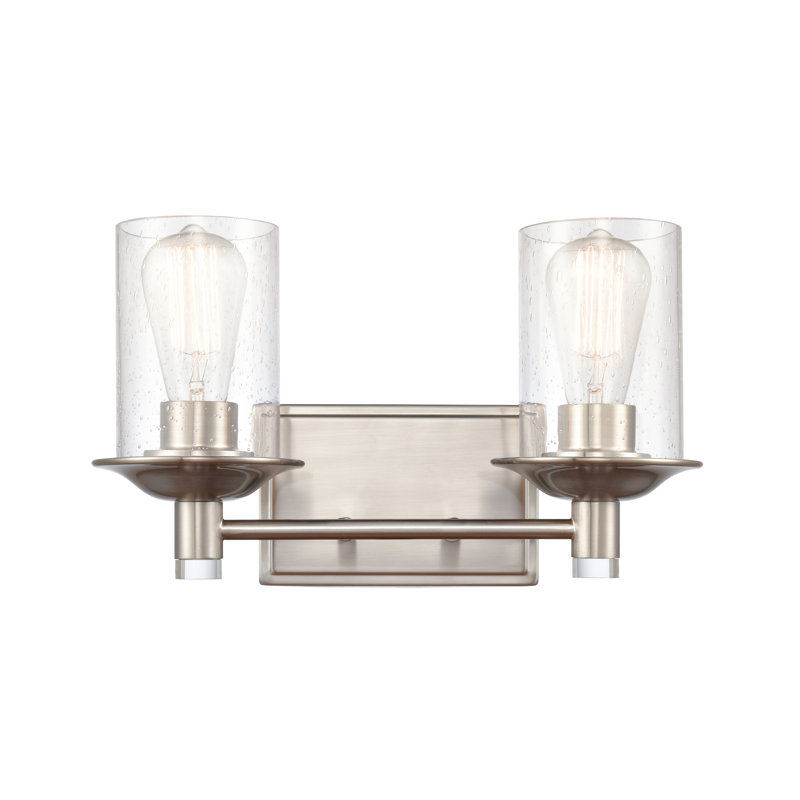Éclairage pour meuble-lavabo à 2 lumières à intensité réglable Hazelden, Nickel satiné, Incandescent