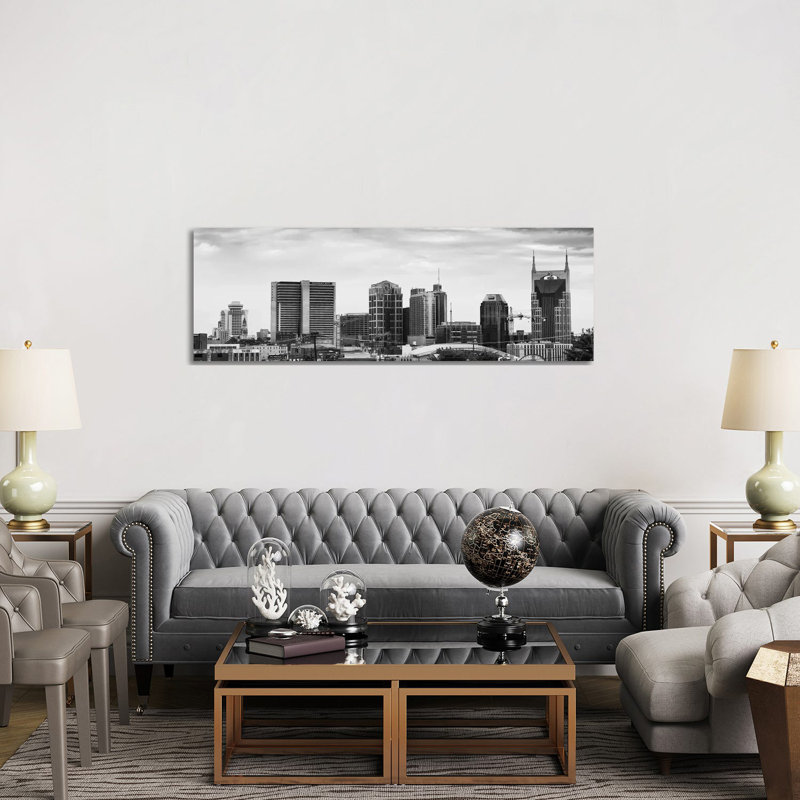 Memphis Skyline Cityscape 1 Piece Wrapped Canvas Panoramic Wall Art, 152.4 cm H x 50.8 cm W x 3.175 cm D