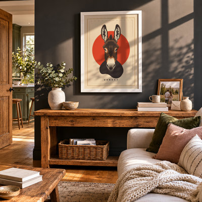 Donkey Portrait Vintage - Framed Print