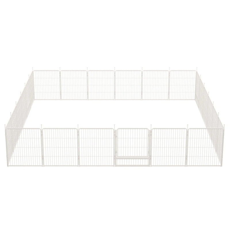 Panneaux de enclos pour chien multi-tailles en métal avec 1 porte, H 32 po x l 321,6 po, Blanc