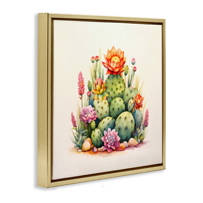 «Desert Spring Cacti», art mural encadré flottant par Andrea Haase
