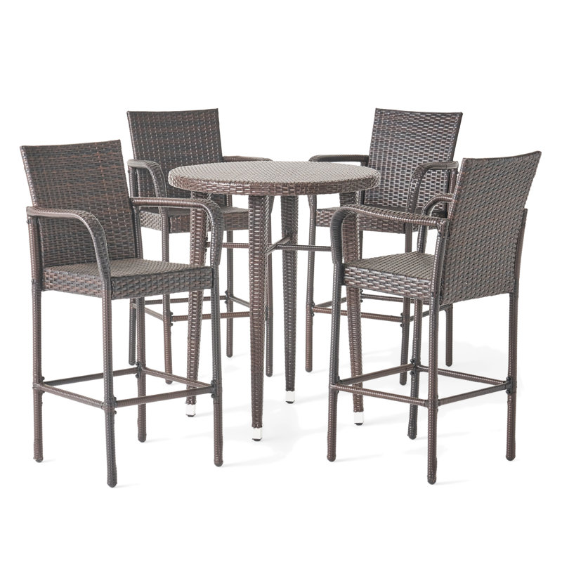 4 - Person Wood Patio Dining Set with Round Table