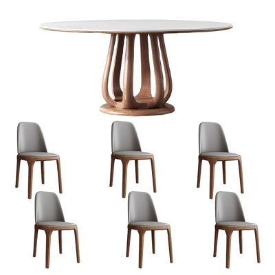 Nordic round rock plate dining table and chair set