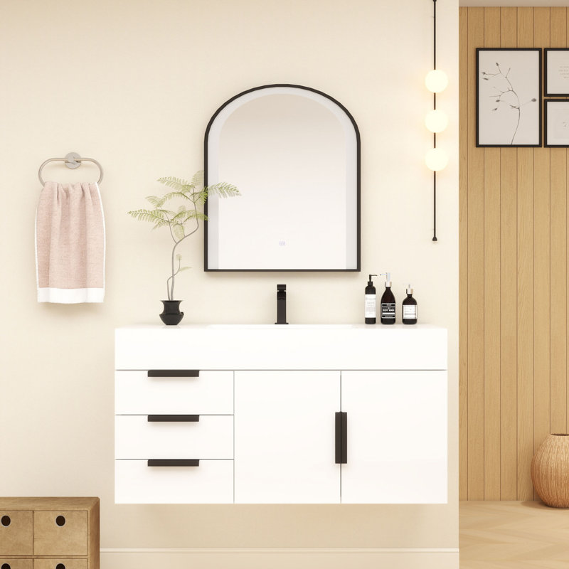 Ensemble de meuble-lavabo simple mural 42 po, Blanc