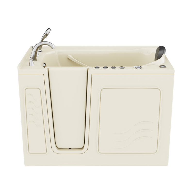 Therapeutic Tubs 30 in. x 53 in. Left Drain Quick Fill Walk-In Whirlpool and Air Tub with Powered Fast Drain in Biscuit, Left