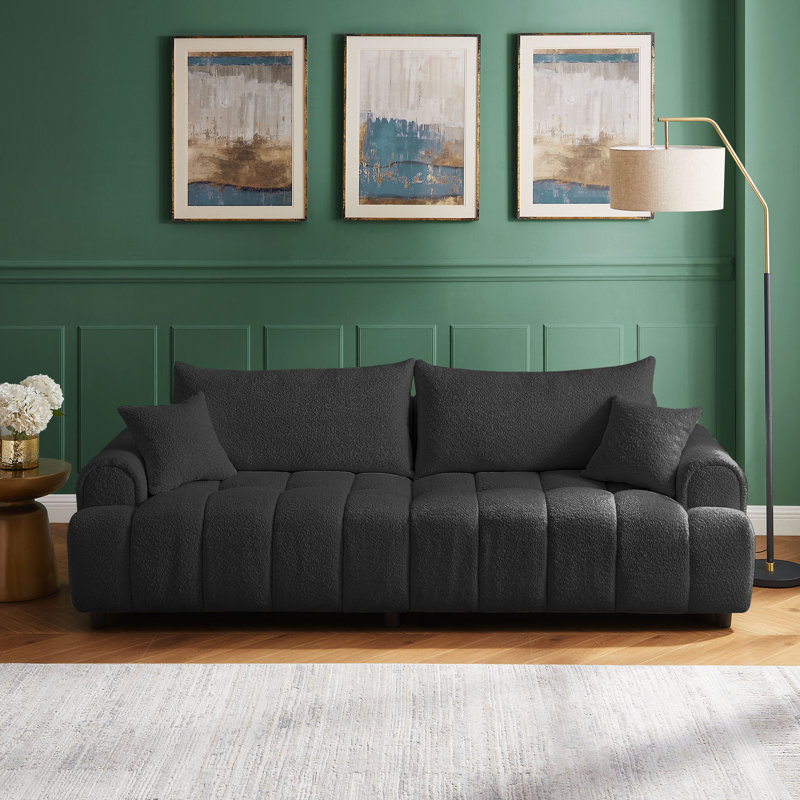 Canapé rembourré 91 po Logun, 100 % polyester gris