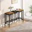 Ensemble de table de salle à manger rectangulaire en bois aggloméré et en métal 60 pouces avec 3 tabourets suspendus, brun naturel et noir mat