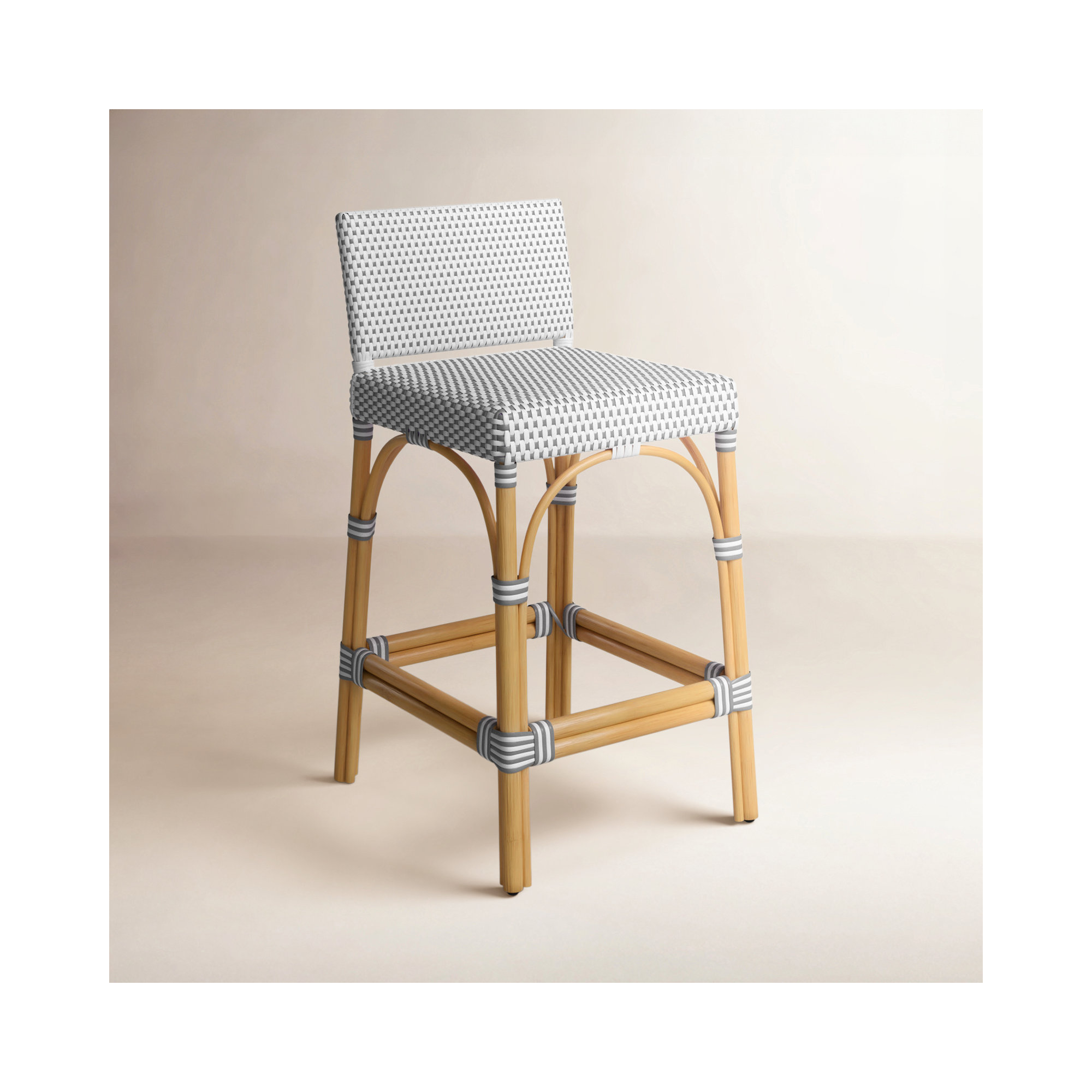 Estella Counter Stool, Counter Stool 24" Seat Height, White/Gray Dot