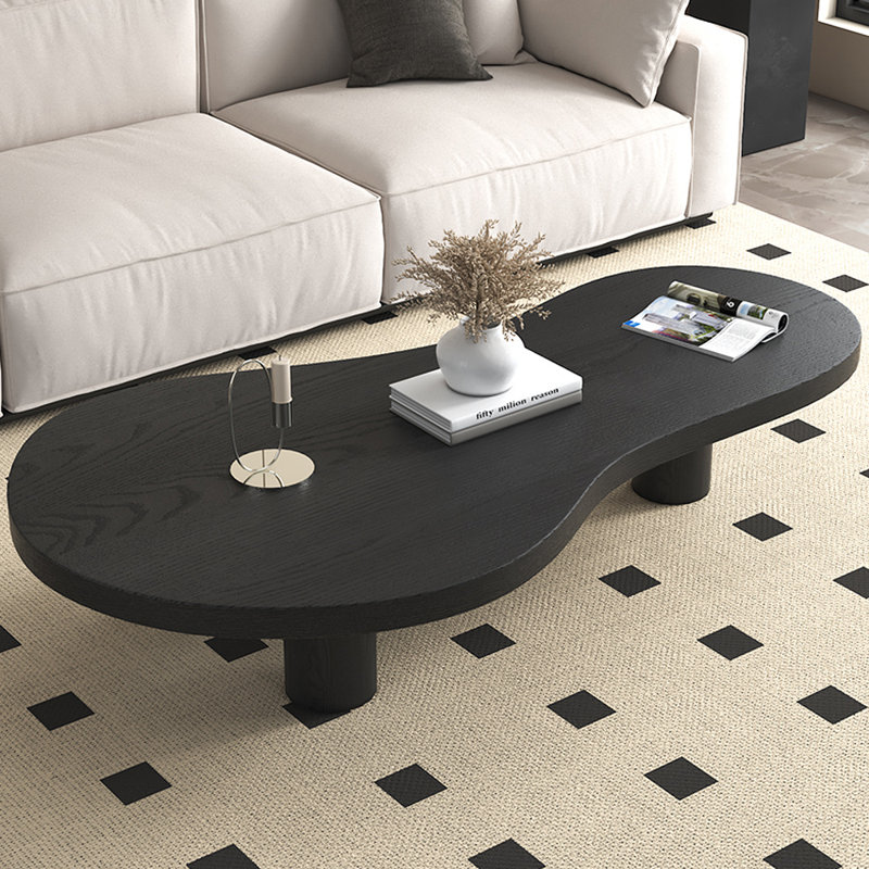 Table basse multifonctionnelle en bois massif, H 15,75 po x L 55,12 po x l 29,53 po, Noir, noir, noir, noir