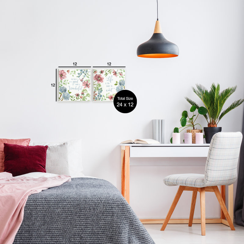 Ensemble de 2 plaques murales Uplifting Floral Quotes, design par Nan