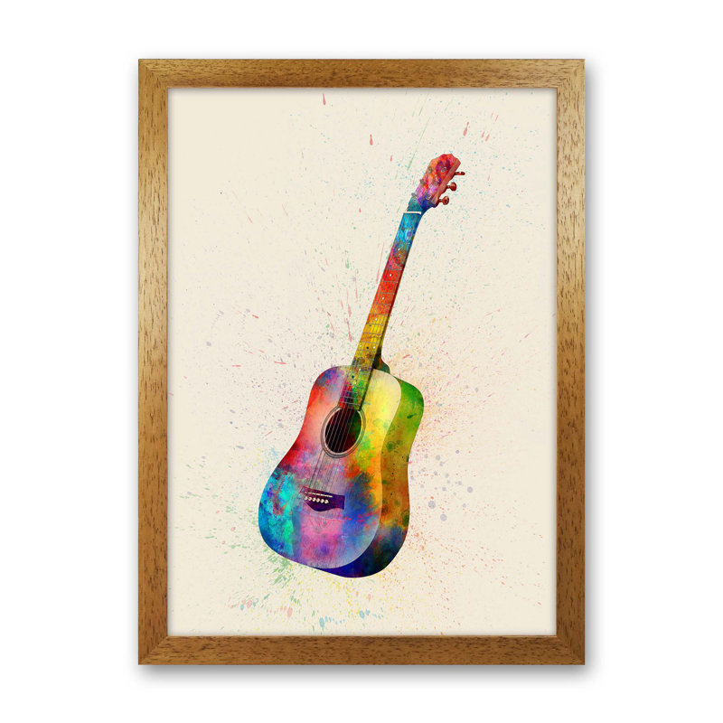 Acoustic Guitar by Michael Tompsett - Print, Brown Framed, 34cm H x 25cm W x 3cm D