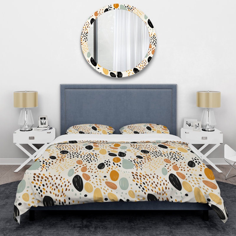 Desert Mirage Black And Beeige I - Ensemble de housse de couette abstrait, Housse de couette simple + 1 taie décorative stan