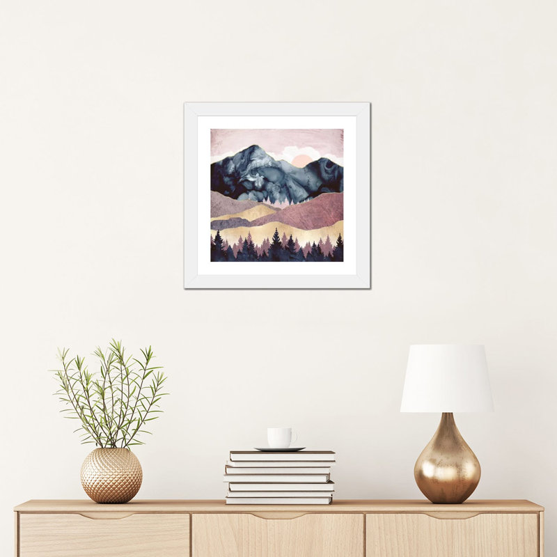 Mauve Vista - impression d'art graphique, Blanc, H 16 po x l 16 po x p 1 po, Papier encadré blanc