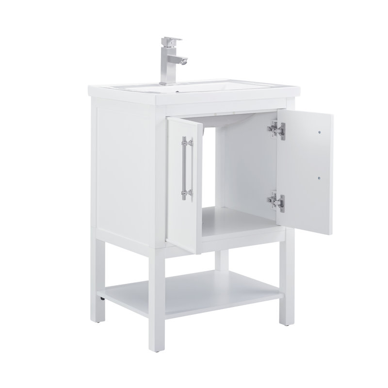 Jewell 24" Single Bathroom Vanity Set, White/Brushed Nickel