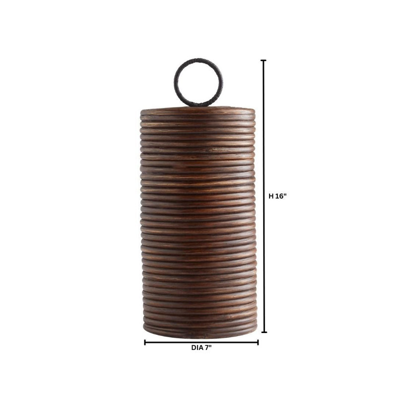 Papeete Wicker Jar, 16" H x 7" W x 7" D