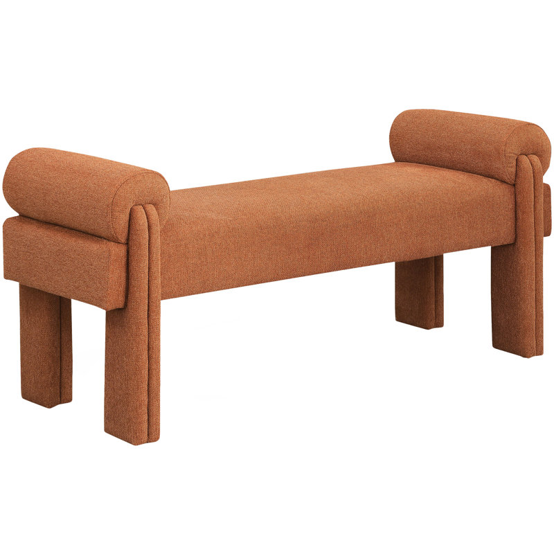 Stefano Upholstered Bench, Cognac Polyester Fabric
