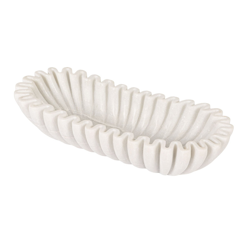 Pietra Marble Oval Ruffle Bowl