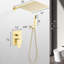 Douche de pluie murale de 12 po - Finition laiton doré, buse autonettoyante pour une douche luxueuse, tête de tuyau standard américaine, laiton, salle de bain envoûtante,