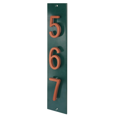 Plaque d'adresse verticale flottante en aluminium Royal Shade - 3 chiffres personnalisés